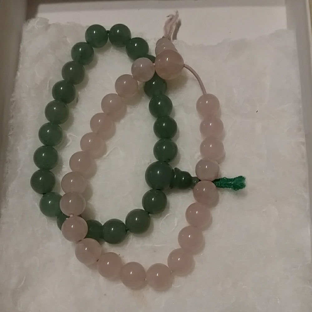 Jade and rose quartz bracelets